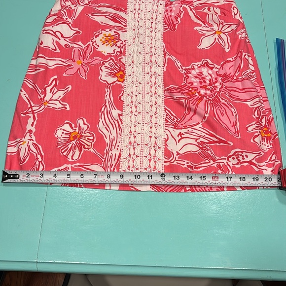 Lilly Pulitzer Pink Floral Mini Skirt with White Lace - Picture 8 of 8